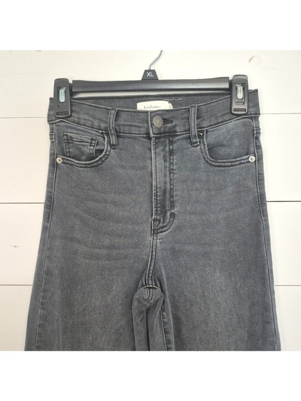 Böhme Womens High-Waisted Black Washed Straight-Leg Denim Jeans Size 25 - Picture 2 of 7